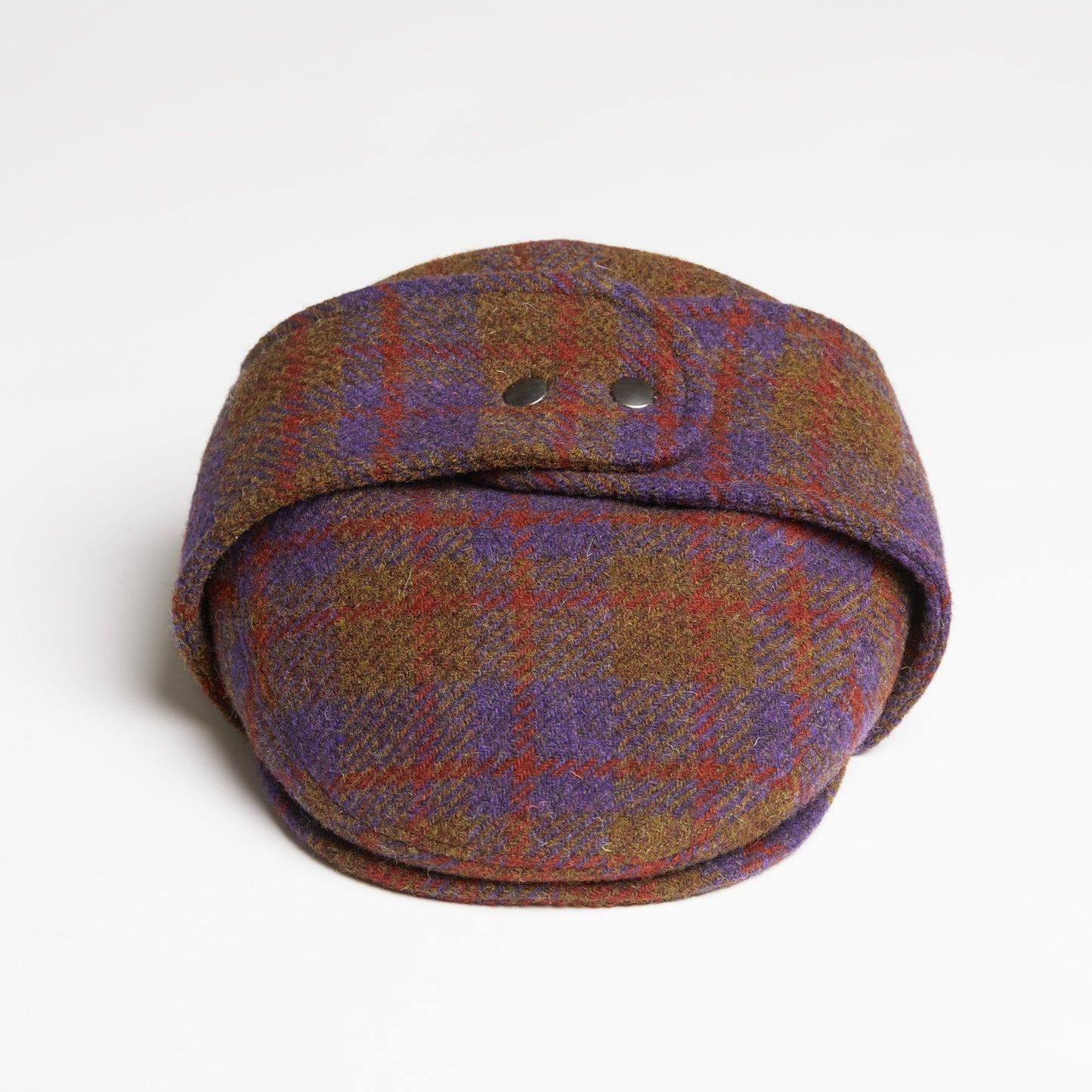 LOGAN tweed virgin wool cap with earflaps, Made in Italy cap - Grape