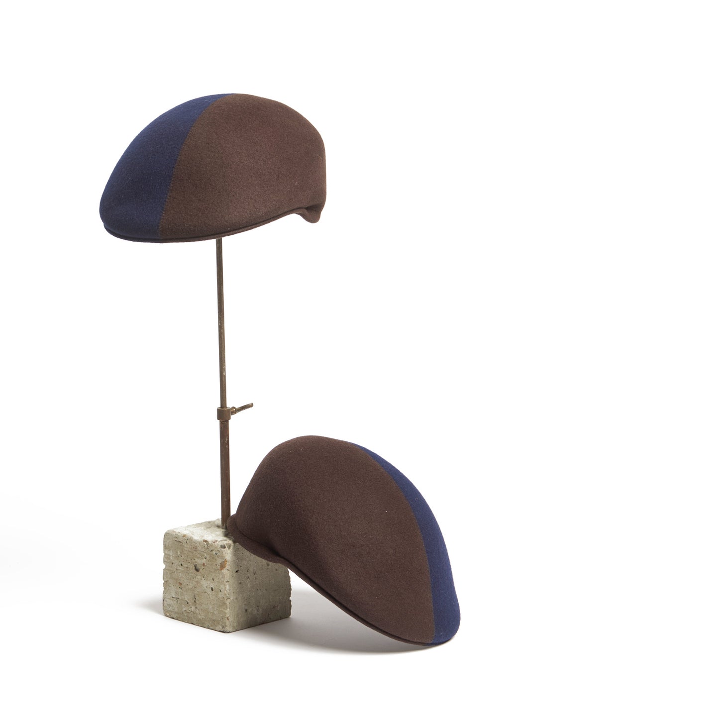 Presley Two-Tone Blocked Felt Cap - Navy Brown
