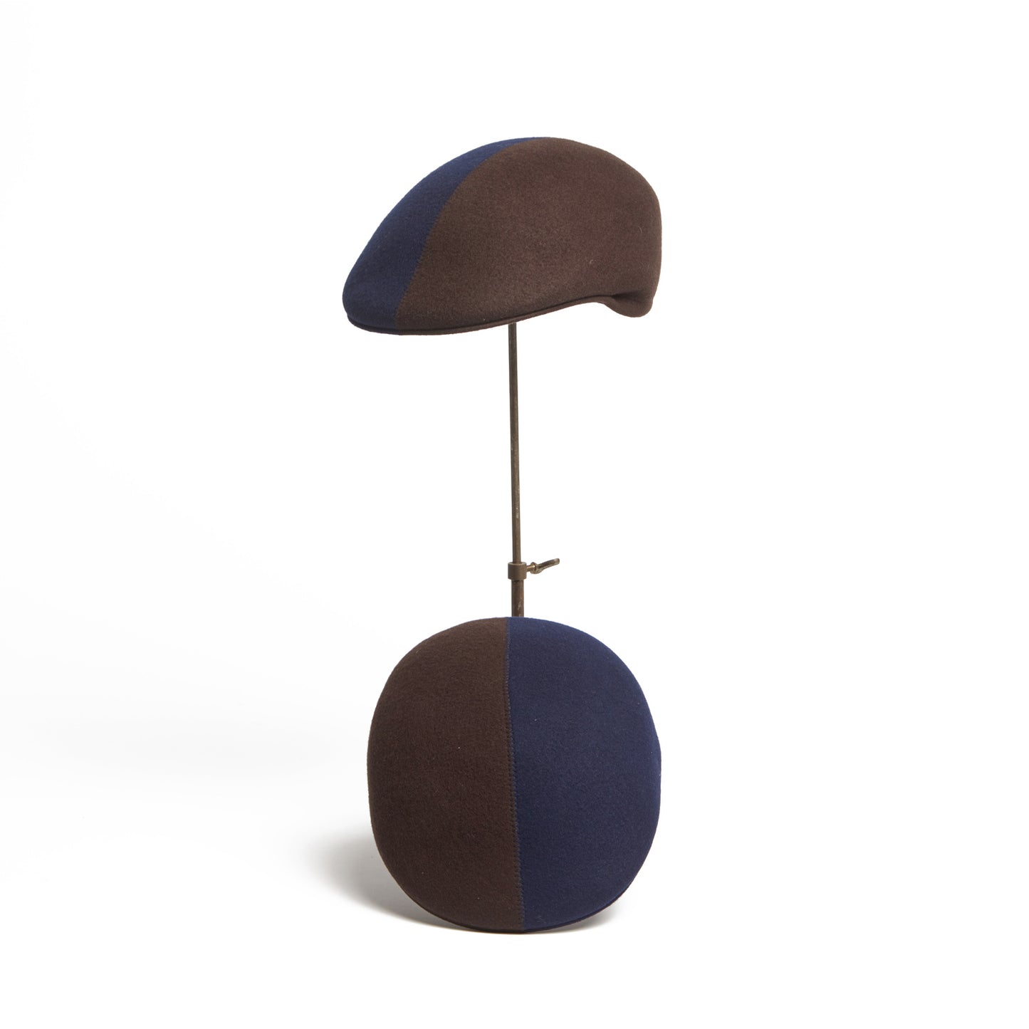 Presley Two-Tone Blocked Felt Cap - Navy Brown