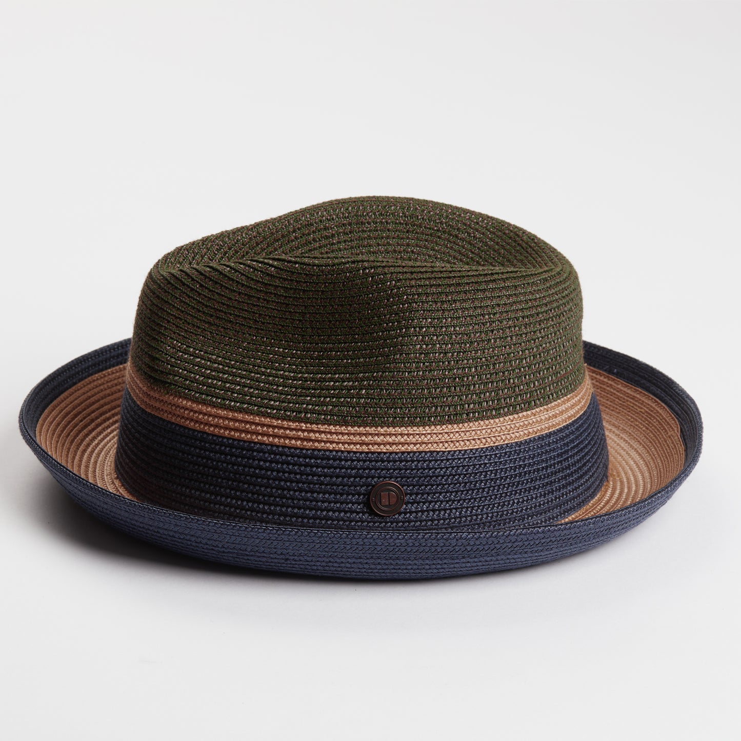 Dasmarca Verona Moss Green Lightweight Summer Two Tone Straw Fedora Hat For Men And Women
