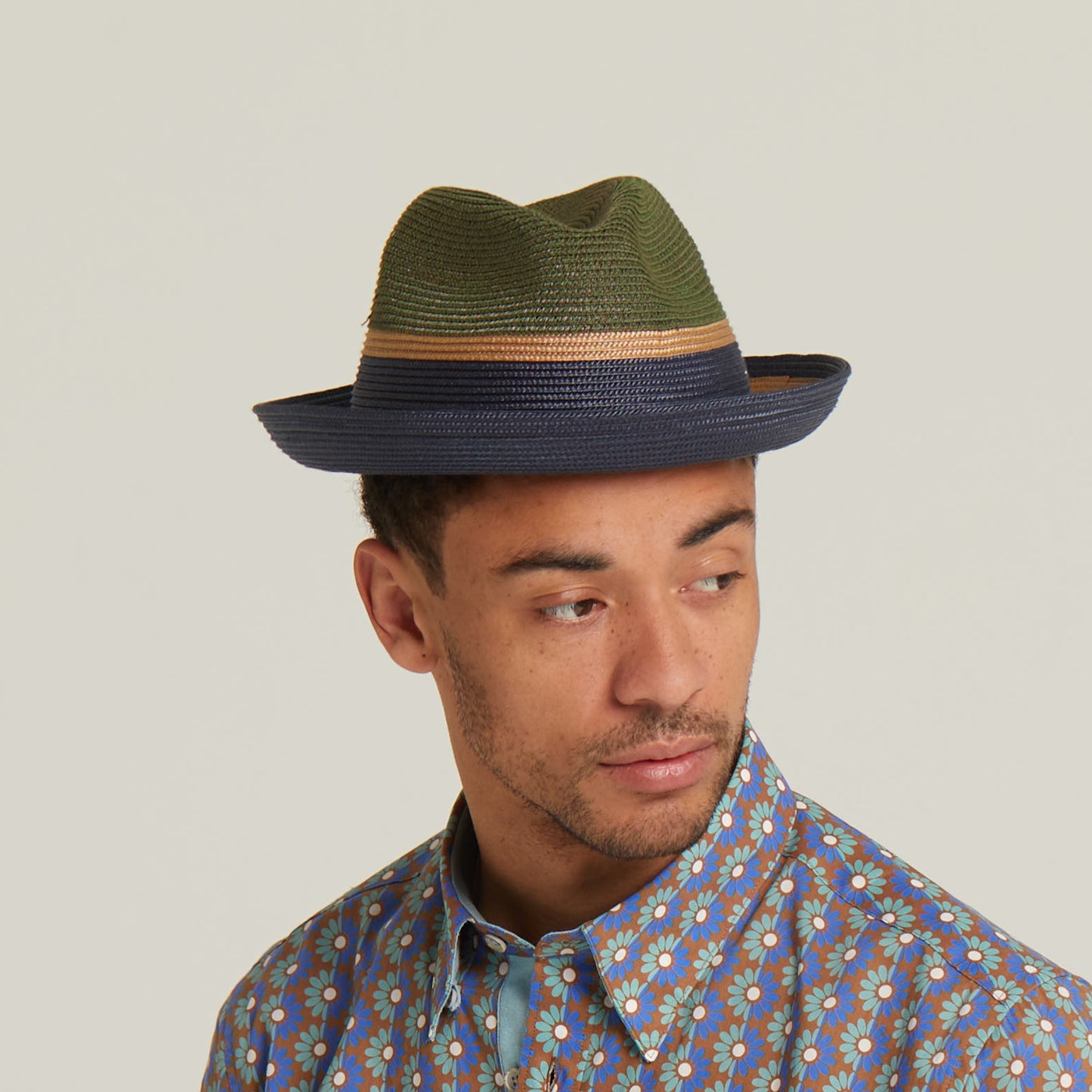 Dasmarca Verona Moss Green Lightweight Summer Two Tone Straw Fedora Hat For Men And Women