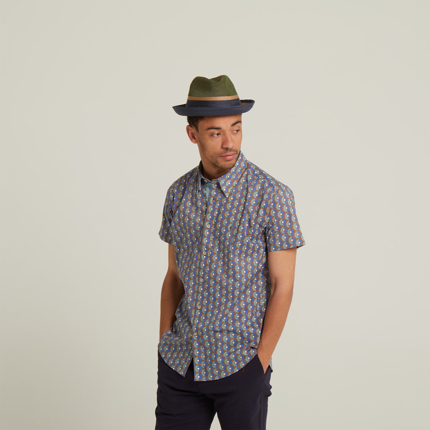 Dasmarca Verona Moss Green Lightweight Summer Two Tone Straw Fedora Hat For Men And Women