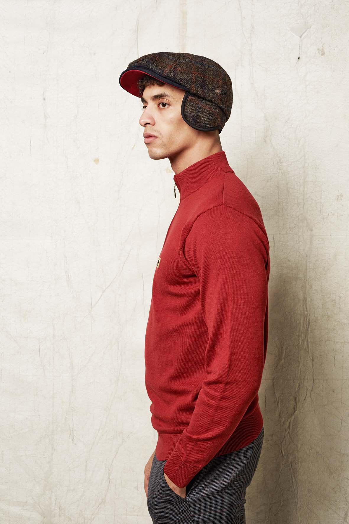 Aaron Harris Tweed wool cap with earflaps - Woodlands