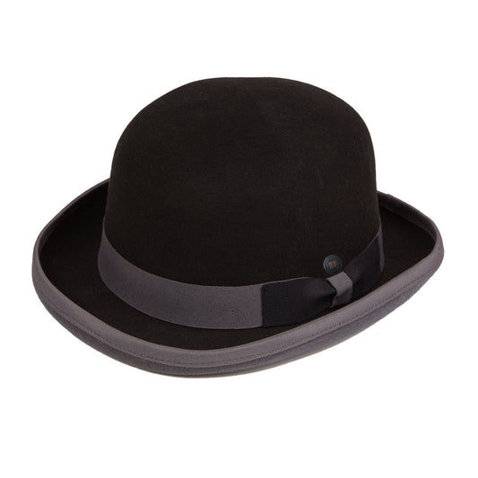 Brooke black/Grey wool felt bowler derby hat