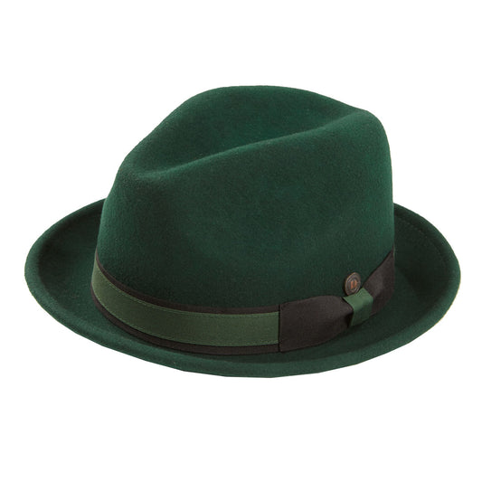 Robin wool felt two tone trilby fedora hat - Emerald